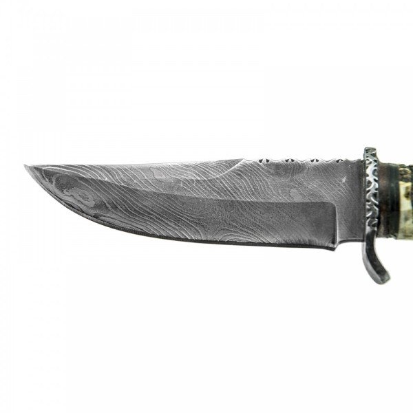 AvAlemi B5 Türk Sarması Damascus Çelik ve Kızıl Geyik Boynuzu Kabzeli Özel Yapım Av Bıçağı