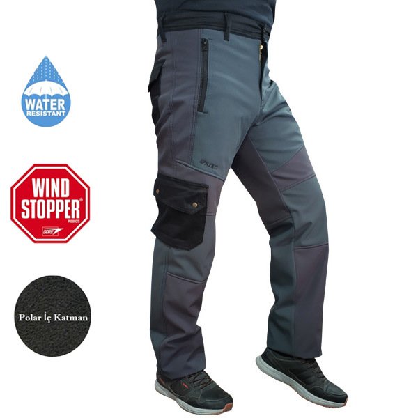 PNT-611 Softshell Pantolon Gri-Petrol Yeşili 46