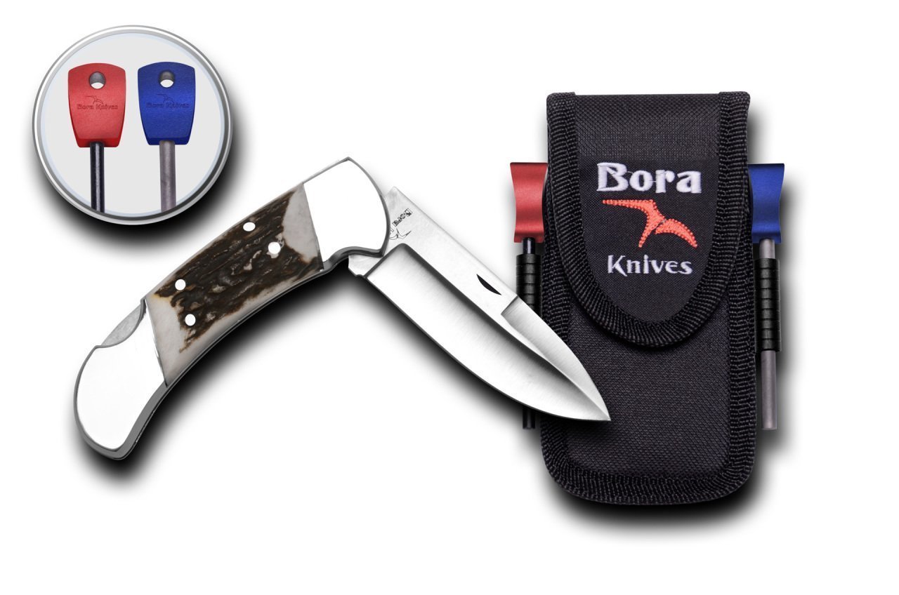 Bora 204 BPS Büyük Boy İnce Yuvarlak Uçlu Boynuz Saplı Çakı Survival Kit