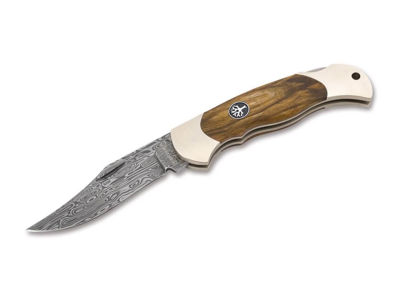 Böker Manufaktur Junior Scout Curly Birch Brown Damascus Çakı