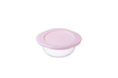 Pyrex 206PAV5/6245 Yuvarlak Cam Pembe Kapaklı Saklama Kabı