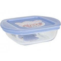 Pyrex 210PAV3/6246 Kare Mavi Kapaklı Cam Saklama Kabı 0,35 LT