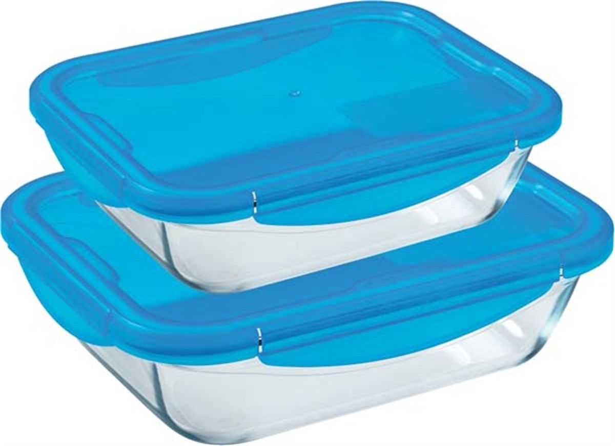 Pyrex 913S091/7045 2 Li Dikdörtgen Kapaklı Cam Saklama Kabı Seti