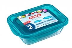 Pyrex 913S091/7045 2 Li Dikdörtgen Kapaklı Cam Saklama Kabı Seti