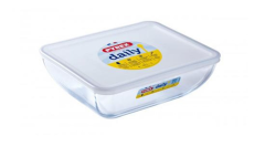 Pyrex 343P000/3046 Dikdörtgen Cam Fırın Kabı + Kapak 25x20x8 cm