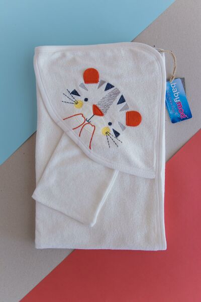 Kaplanlı Erkek Bebek Banyo Havlusu