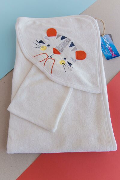 Kaplanlı Erkek Bebek Banyo Havlusu