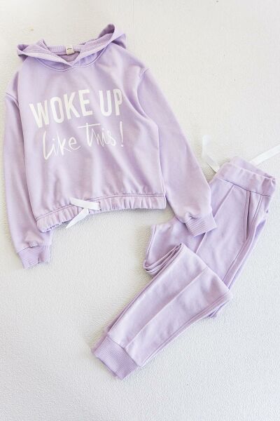 Kapüşonlu Kız Çocuk Eşofman Takımı