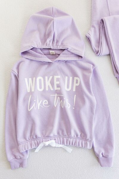 Kapüşonlu Kız Çocuk Eşofman Takımı