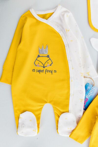 Organik Tilki Temalı 10 Parça Erkek Bebek Hastane Çıkışı Bebek Seti