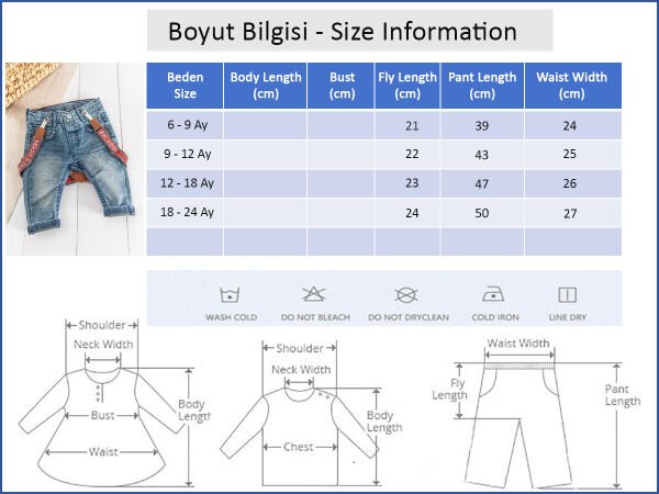 Denim Kumaş Askılı Erkek Bebek Kot Pantolon
