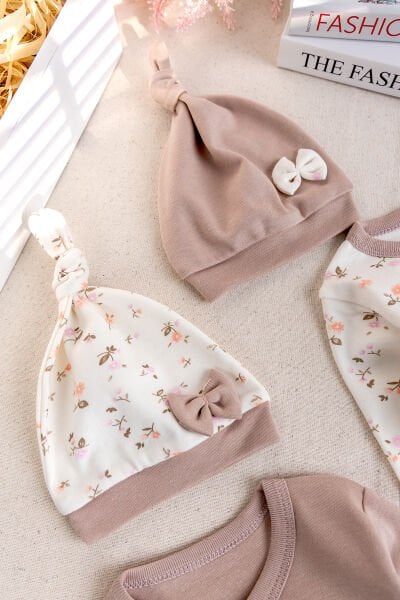 Çiçek Desenli 2'li Uzun Kollu Kız Bebek Tulum Takım