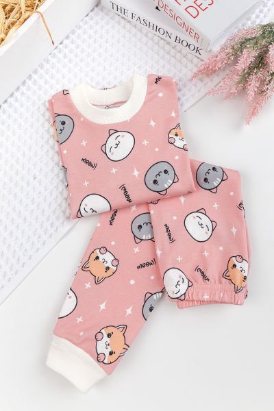 Fiğürlü %100 Pamuk Kız Erkek Bebek Çocuk Pijama Takımı SOMON - 2 Yaş