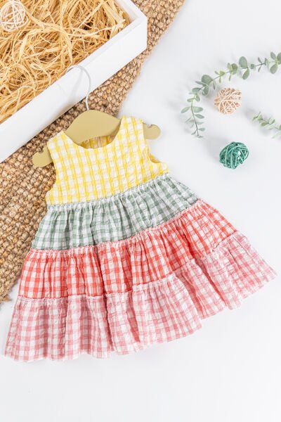 Pötikare Desenli Renkli Yazlık Kız Bebek Elbise