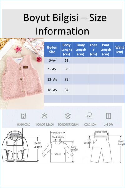 Welsoft Peluş Kışlık Kız/Erkek Bebek Yelek KREM - 6 Ay