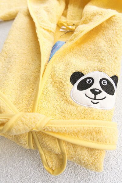 Panda İşlemeli Çocuk Bornoz Seti
