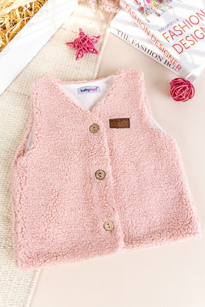 Welsoft Peluş Kışlık Kız/Erkek Bebek Yelek PEMBE -  12 Ay