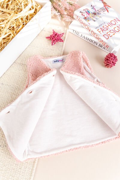 Welsoft Peluş Kışlık Kız/Erkek Bebek Yelek PEMBE -  12 Ay