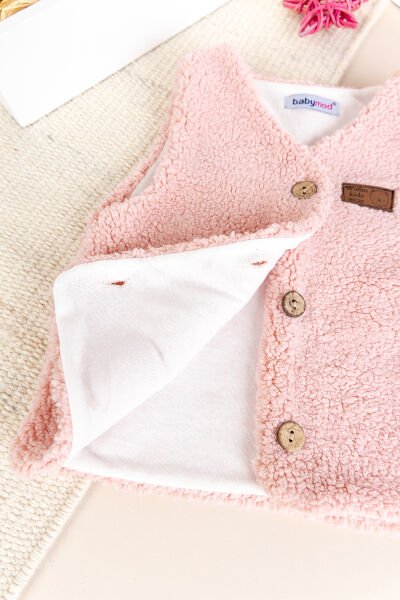 Welsoft Peluş Kışlık Kız/Erkek Bebek Yelek PEMBE -  12 Ay