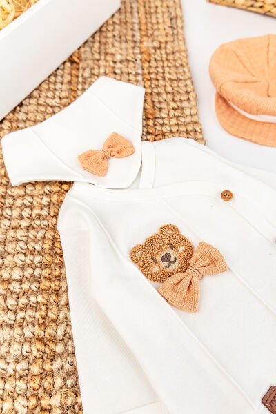 Papyonlu Ayıcık Figürlü Pamuklu 5 Parça Erkek Bebek Hastane Çıkışı Bebek Takımı