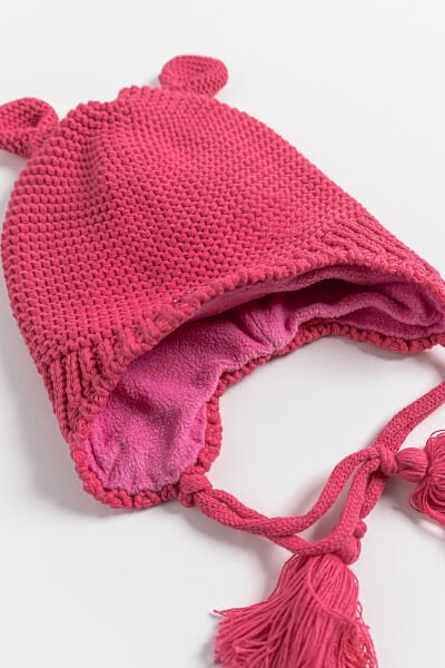 Baby Girl Kulaklıklı 1-4 Yaş Kız Çocuk Bere FUŞYA - 1-4 Yaş