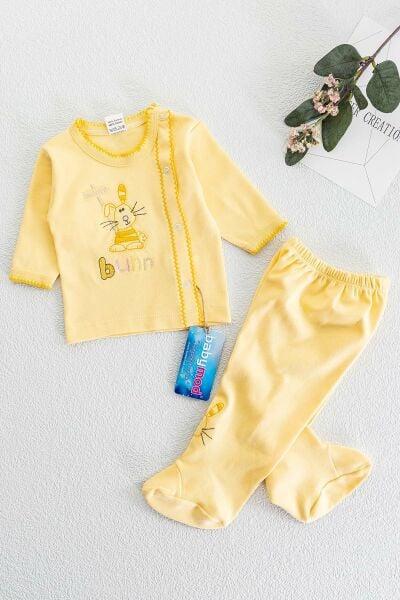 Önden Çıtçıtlı Tavşan Figürlü İkili Bebek Takımı