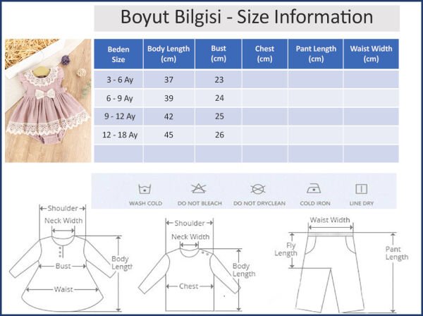 Güpürlü Fiyonklu Yazlık Müslin Kız Bebek Elbise Bebek Tulum KREM - 3-6 AY