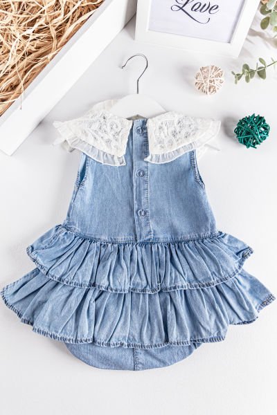 Güpürlü Fırfırlı Kız Bebek Tulum Bebek Yazlık Elbise