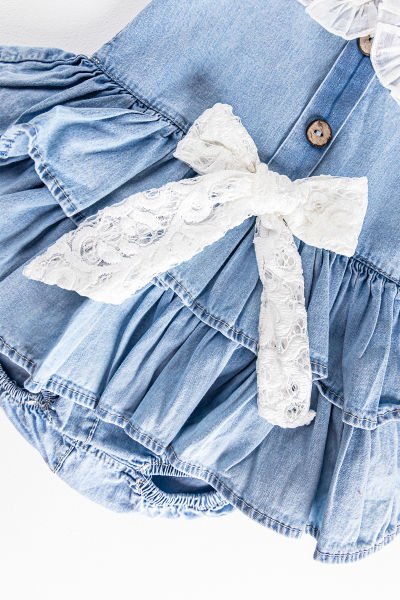 Güpürlü Fırfırlı Kız Bebek Tulum Bebek Yazlık Elbise