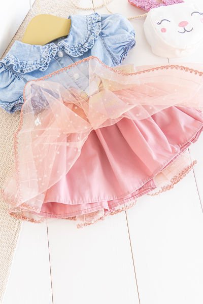 Puantiyeli Tüllü Yazlık Kız Bebek Elbise SOMON - 9 Ay