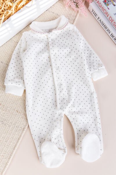 Hırkalı Bebe Yaka 2'li Kadife Kışlık Kız Bebek Tulum Set Gül kurusu - 3-6 AY