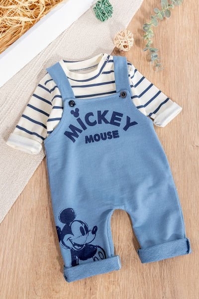 Figürlü 2'li Erkek Bebek Tulum Salopet Takım