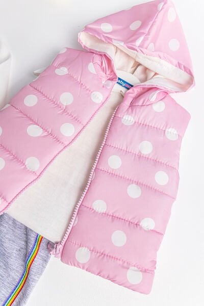 Kız Bebek Takım Gökkuşağı Desenli Kız Bebek Şişme Yelekli Takım