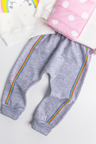 Kız Bebek Takım Gökkuşağı Desenli Kız Bebek Şişme Yelekli Takım