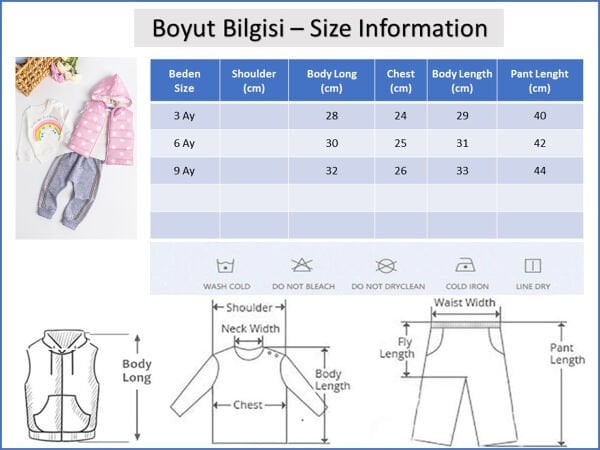 Kız Bebek Takım Gökkuşağı Desenli Kız Bebek Şişme Yelekli Takım