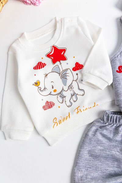 Fil Figürlü Üçlü Yelekli Kız Bebek Takım