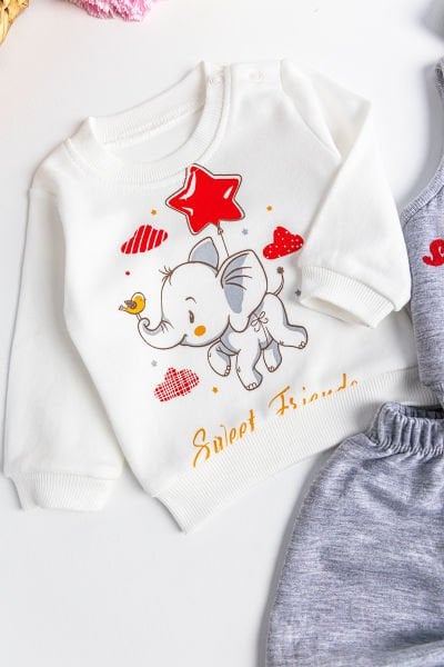 Fil Figürlü Üçlü Yelekli Kız Bebek Takım