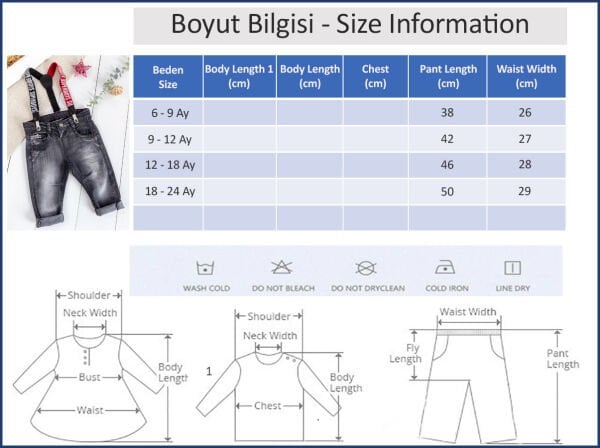 Denim Kumaş Askılı Erkek Bebek Kot Pantolon