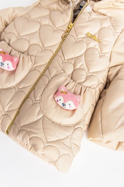 Kalp Kapitoneli İçi Peluş Kız Bebek Mont