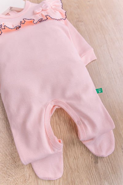 Çiçek Desenli Fırfırlı 2'li Uzun Kollu Kız Bebek Tulum Takım SOMON - 3-6 AY