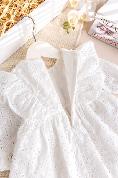 Fisto 100% Pamuk Şık Kız Bebek Elbise Mevlüt Elbisesi Ekru