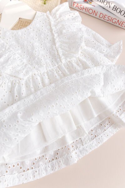 Fisto 100% Pamuk Şık Kız Bebek Elbise Mevlüt Elbisesi Ekru