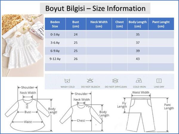 Fisto 100% Pamuk Şık Kız Bebek Elbise Mevlüt Elbisesi Ekru