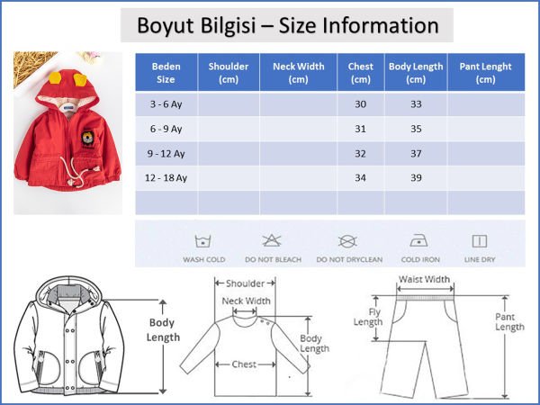 Aslan Figürlü Kırmızı İçi Peluş Erkek Bebek Mont