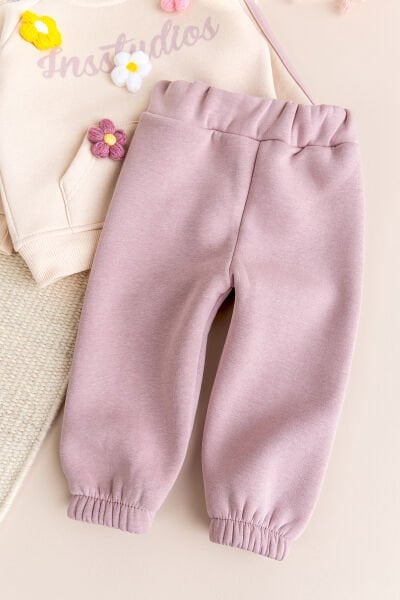 İki İplik Şardonlu Pamuklu 2'li Kız Bebek/Çocuk Takım Set