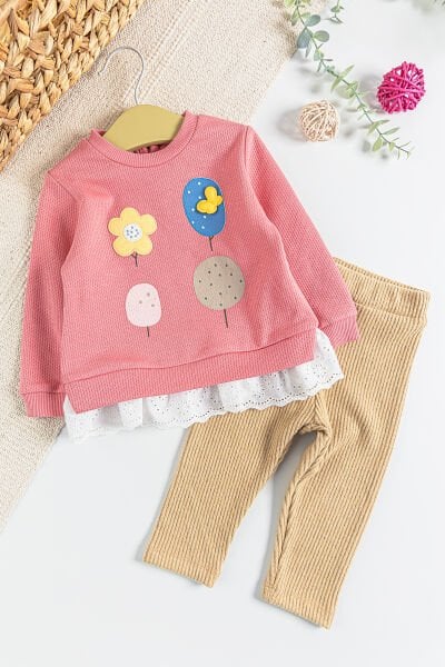 Güpür Detaylı 2'li Kız Bebek Takım