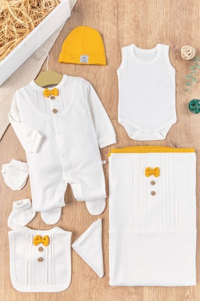 Papyonlu 8'li Erkek Bebek Hastane Çıkışı Bebek Takımı