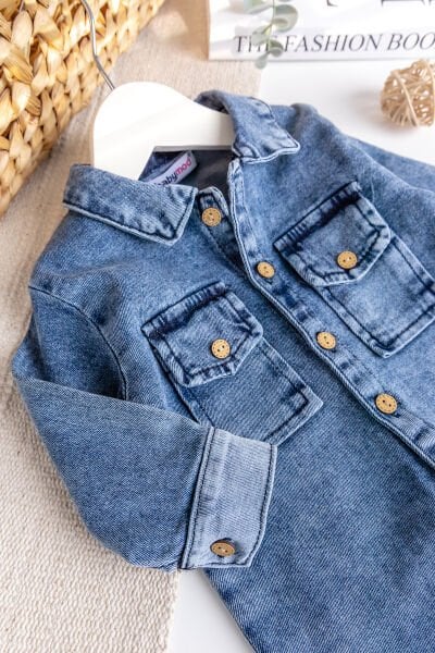 Esnek Erkek Bebek Kot Tulum 100% Cotton MAVİ - 6 Ay