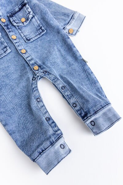 Esnek Erkek Bebek Kot Tulum 100% Cotton MAVİ - 6 Ay
