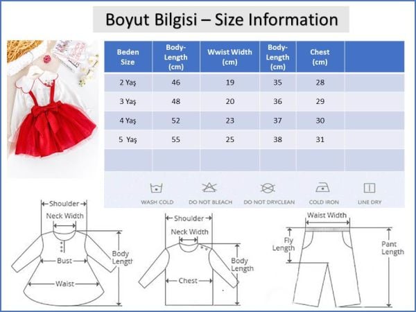 Kız Çocuk Elbise Salopet Özel Gül Elbisesi Kırmızı